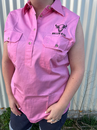 Ladies Sleeveless Work Shirt BLUSH