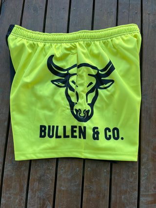 SOLID Yellow & Black Footy Shorts