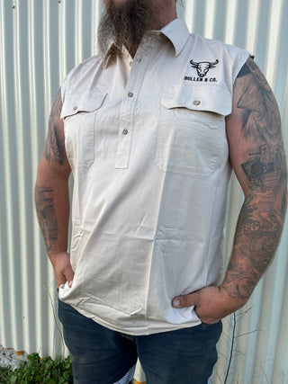 Mens Sleeveless Work Shirt STONE
