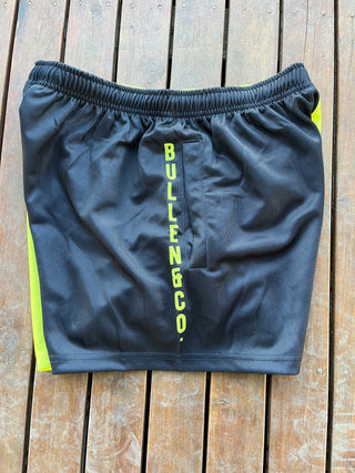SOLID Yellow & Black Footy Shorts