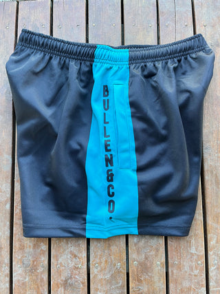 Teal & Black Footy Shorts