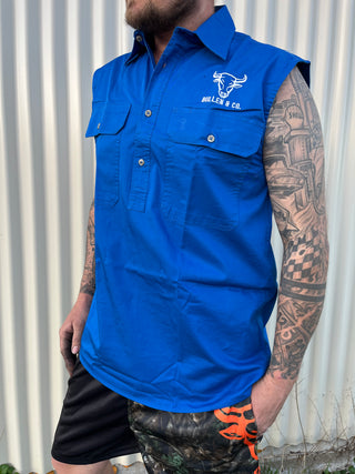 Mens Sleeveless Work Shirt COBALT