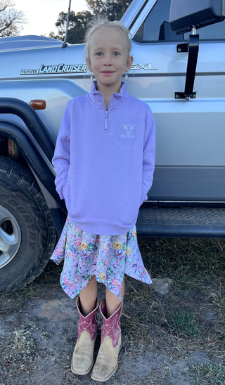 KIDS 1/4 Zip Purple Rose