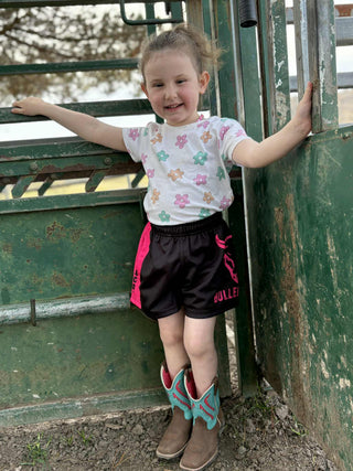 KIDS Hot Pink & Black Footy Shorts