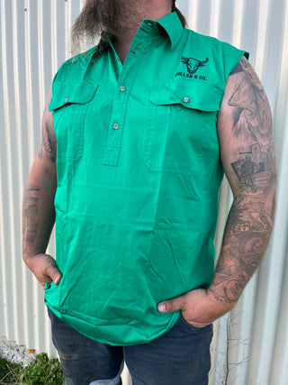 Mens Sleeveless Work Shirt KELLY GREEN