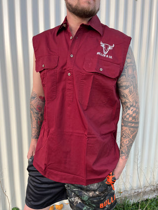 Mens Sleeveless Work Shirt OCHRE