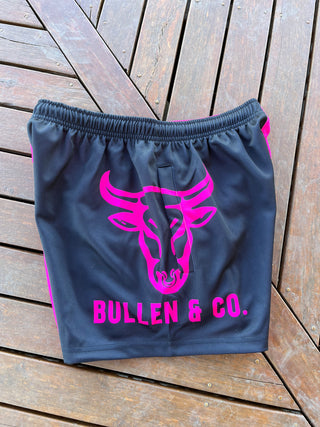 SOLID Hot Pink & Black Footy Shorts