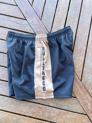 Sandy Taupe & Black Footy Shorts