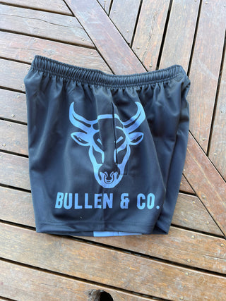 Slate Grey & Black Footy Shorts