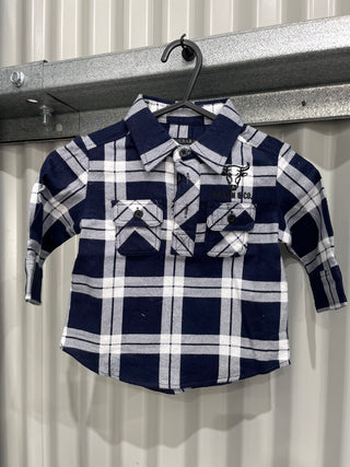KIDS White & Navy Flannie